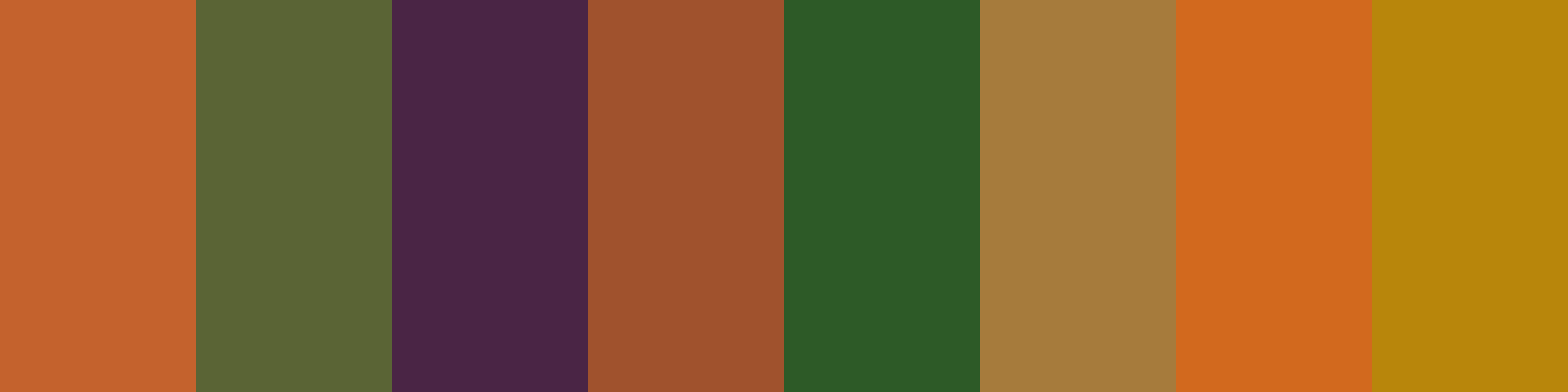 Varna Code ethnic colour palette for Caramel skin tone: terracotta, deep olive, aubergine, sienna, forest, bronze, spice orange and deep mustard